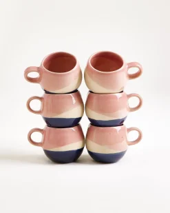 Motel a Miio Bica Espressotasse rosa sand dunkelblau 6er-Set New