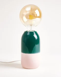 Motel a Miio Farol Keramiklampe dunkelgrün rosa New