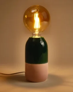 Motel a Miio Farol Keramiklampe dunkelgrün rosa New