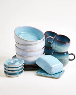 Motel a Miio Geschirr-Set Blue Horizon aqua grünblau 17-teilig Discount