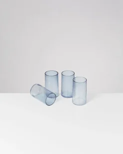Motel a Miio Leiria Glas klein riffled 4er-Set blau New