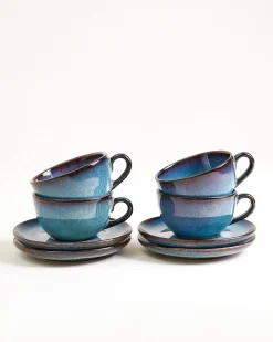 Motel a Miio Madeira Cappuccinotasse & Untertasse klein classic 4er-Set grünblau Discount