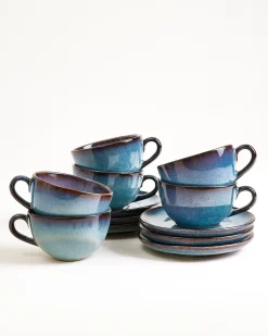 Motel a Miio Madeira Cappuccinotasse & Untertasse klein classic 6er-Set grünblau Online
