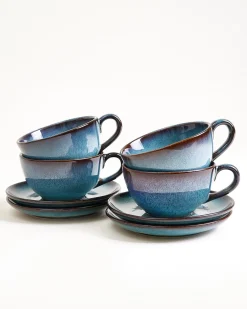 Motel a Miio Madeira Teetasse & Untertasse groß classic 4er-Set grünblau Discount