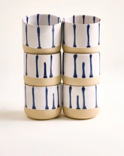 Motel a Miio Nódoa Becher groß 6er-Set gestreift weiß blau New