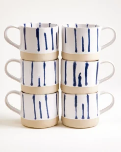 Motel a Miio Nódoa Tasse groß 6er-Set gestreift weiß blau