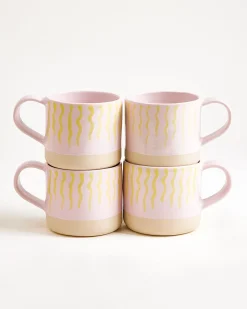 Motel a Miio Nódoa Tasse groß 4er-Set gestreift rosa gelb Clearance