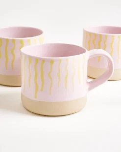 Motel a Miio Nódoa Tasse groß 4er-Set gestreift rosa gelb Clearance