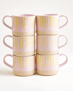 Motel a Miio Nódoa Tasse groß 6er-Set gestreift rosa gelb Sale