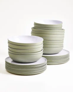 Motel a Miio Seda Geschirr-Set 32-teilig salbeigrün weiß Discount