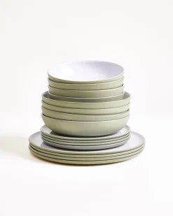 Motel a Miio Seda Geschirr-Set 16-teilig salbeigrün weiß Clearance