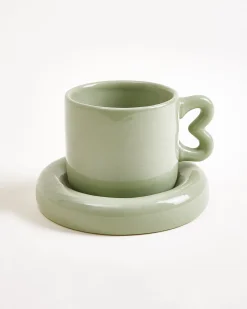 Motel a Miio Seia Tasse & Untertasse Herz salbeigrün Hot