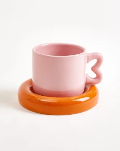 Motel a Miio Seia Tasse & Untertasse Herz orange rosa Sale