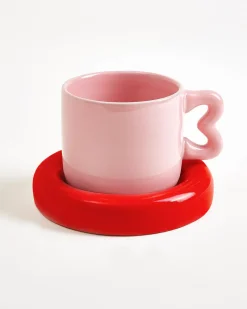 Motel a Miio Seia Tasse & Untertasse Herz rosa rot Clearance
