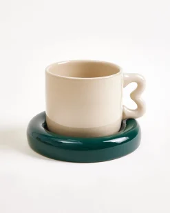 Motel a Miio Seia Tasse & Untertasse Herz dunkelgrün sand Online